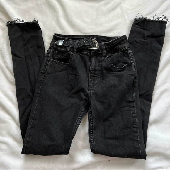 Paige HOXTON RIOT HIGH-RISE BELTED SKINNY ANKLE PEG JEANS - size 24/00 - Picture 1 of 12